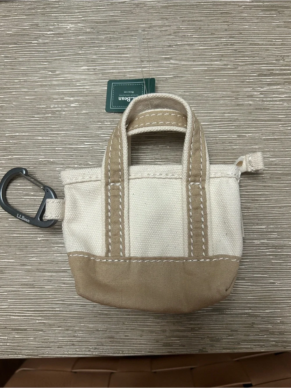 L.L.Bean Canvas Micro Boat and Tote Bag in Cream & Tan - Picture 1 of 7